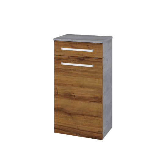 Nízká skříňka DOS SNDZ 50  - D01 Beton - Úchytka T01 - D27 Cognac - Levé