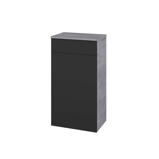 Nízká skříňka DOS SNDZ 50  - D01 Beton - Úchytka T00 (bez úchytky) - N03 Graphite - Levé