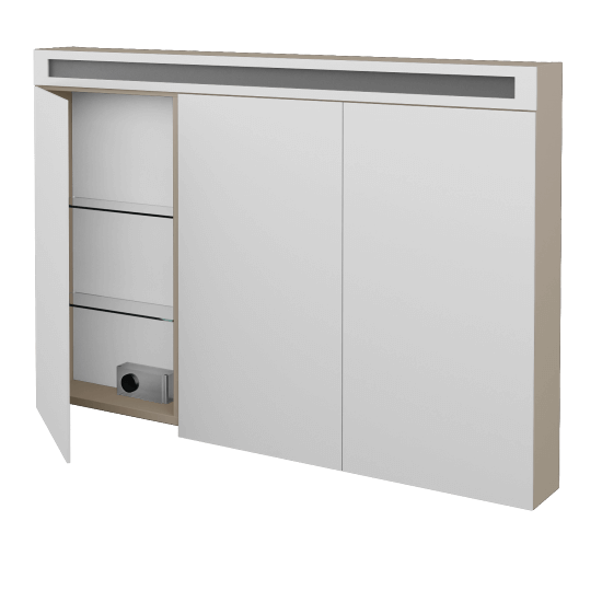 Badezimmer Spiegelschrank ORO GA3OE 120  - L04 Taupe Lack Hochglanz