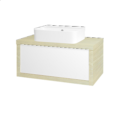 Koupelnová skříňka STORM SZZ 80 (umyvadlo Joy 2)  - D04 Dub - L01 Bílá vysoký lesk