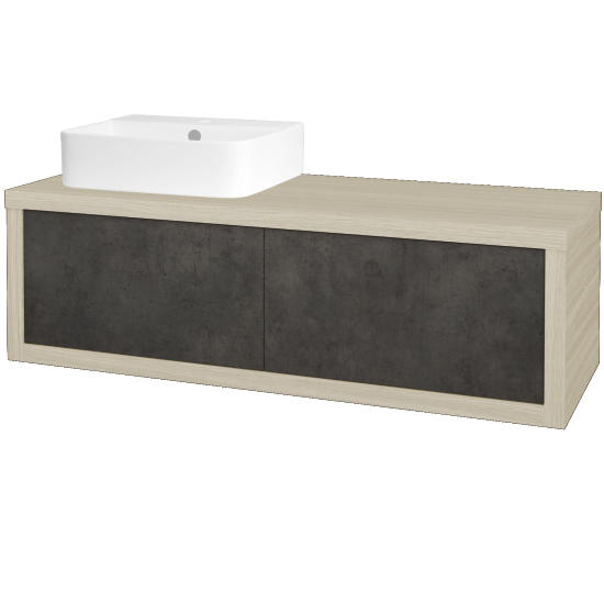 Umyvadlová skříňka STORM SZZ2 120 (umyvadlo Joy 3)  - D04 Dub - D16 Beton tmavý - Levé