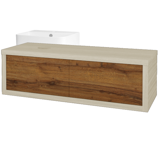 Umyvadlová skříňka STORM SZZ2 120 (umyvadlo Joy 3)  - D04 Dub - D27 Cognac - Levé