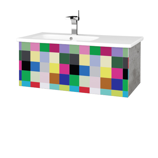 Koupelnová skříňka  VARIANTE SZZ 90 (umyvadlo Euphoria)  - D01 Beton - IND Individual