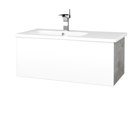 Koupelnová skříňka  VARIANTE SZZ 90 (umyvadlo Euphoria)  - D01 Beton - M01 Bílá mat