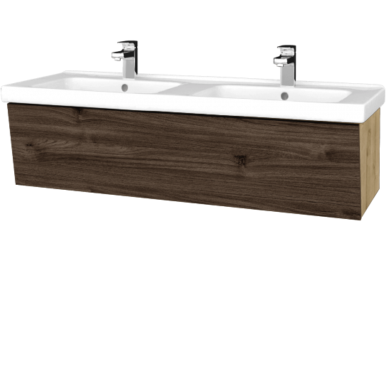Koupelnová skříňka INVENCE SZZ 125 (dvojumyvadlo Harmonia)  - D09 Arlington - D25 Teak