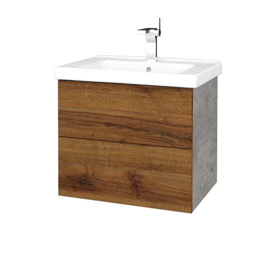 Umyvadlová skříňka VARIANTE SZZ2 65 (umyvadlo Harmonia)  - D01 Beton - D27 Cognac