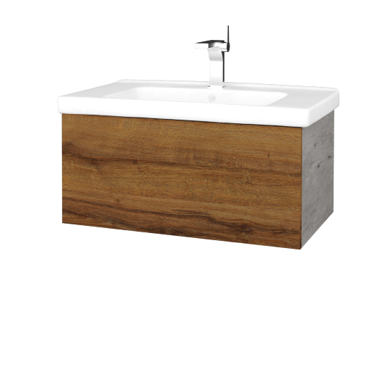 Umyvadlová skříňka VARIANTE SZZ 80 (umyvadlo Harmonia)  - D01 Beton - D27 Cognac