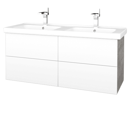 Umyvadlová skříňka VARIANTE SZZ4 125 (umyvadlo Harmonia)  - D01 Beton - M01 Bílá mat