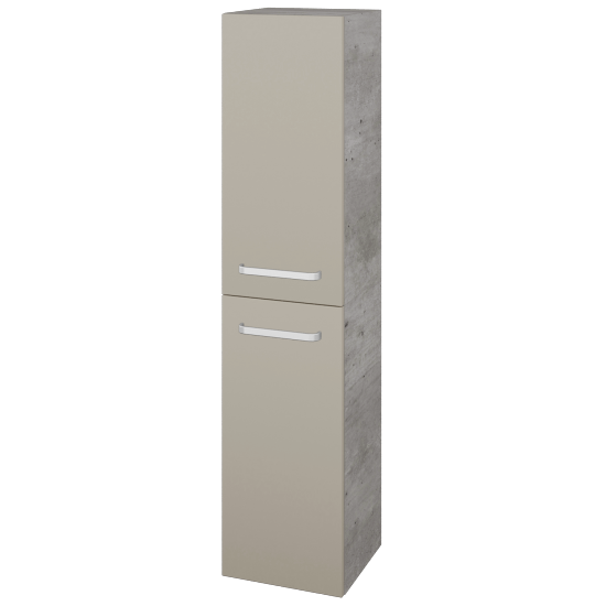 UNI SVD2K 35 Hochschrank  - D01 Beton - Griffes T01 - L04 Taupe Lack Hochglanz - Links