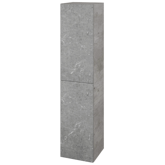 Vysoká skříň s košem na prádlo DOS SVD2K 35  - D01 Beton - Úchytka T00 (bez úchytky) - D20 Galaxy - Levé