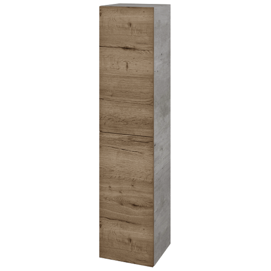 Vysoká skříň s košem na prádlo DOS SVD2K 35  - D01 Beton - Úchytka T00 (bez úchytky) - D21 Tobacco - Levé