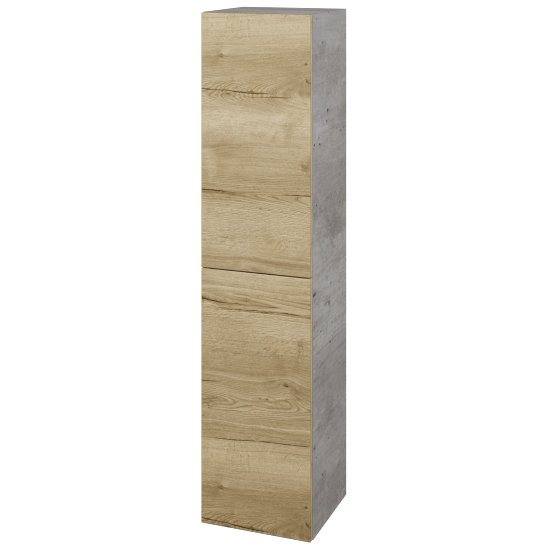 Vysoká skříň s košem na prádlo DOS SVD2K 35  - D01 Beton - Úchytka T00 (bez úchytky) - D26 Ontario - Levé