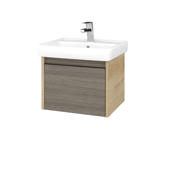 Badezimmerschrank LOGI SZZ 55 (Waschtisch Q)  - D15 Eiche Nebraska - Griffes T33 - D03 Cafe