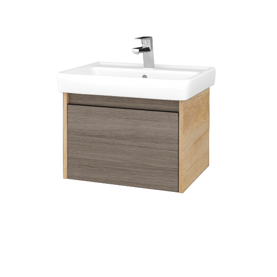 Badezimmerschrank LOGI SZZ 60 (Waschtisch Q)  - D15 Eiche Nebraska - Griffes T33 - D03 Cafe