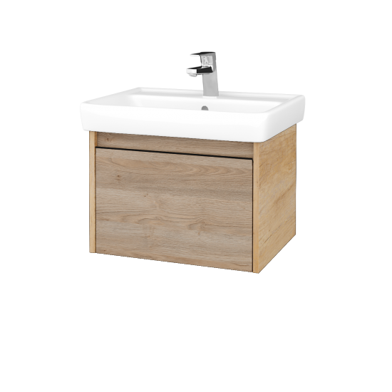 Badezimmerschrank LOGI SZZ 60 (Waschtisch Q)  - D15 Eiche Nebraska - Griffes T33 - D17 Eiche Colorado