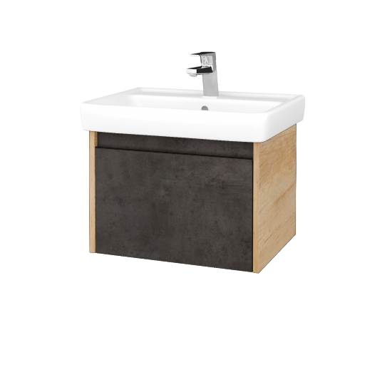 Badezimmerschrank LOGI SZZ 60 (Waschtisch Q)  - D15 Eiche Nebraska - Griffes T33 - D16 Dark Beton