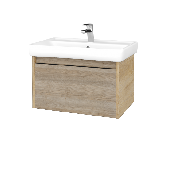 Badezimmerschrank LOGI SZZ 70 (Waschtisch Q)  - D15 Eiche Nebraska - Griffes T33 - D17 Eiche Colorado