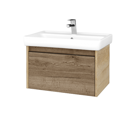 Badezimmerschrank LOGI SZZ 70 (Waschtisch Q)  - D15 Eiche Nebraska - Griffes T33 - D21 Tobacco