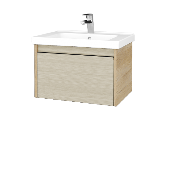 Badezimmerschrank LOGI SZZ 65 (Waschtisch Harmonia)  - D15 Eiche Nebraska - Griffes T33 - D04 Eiche