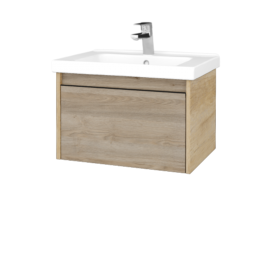 Badezimmerschrank LOGI SZZ 65 (Waschtisch Harmonia)  - D15 Eiche Nebraska - Griffes T33 - D17 Eiche Colorado