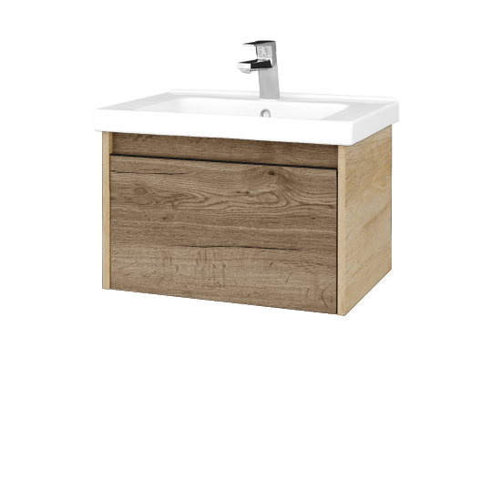 Badezimmerschrank LOGI SZZ 65 (Waschtisch Harmonia)  - D15 Eiche Nebraska - Griffes T33 - D21 Tobacco