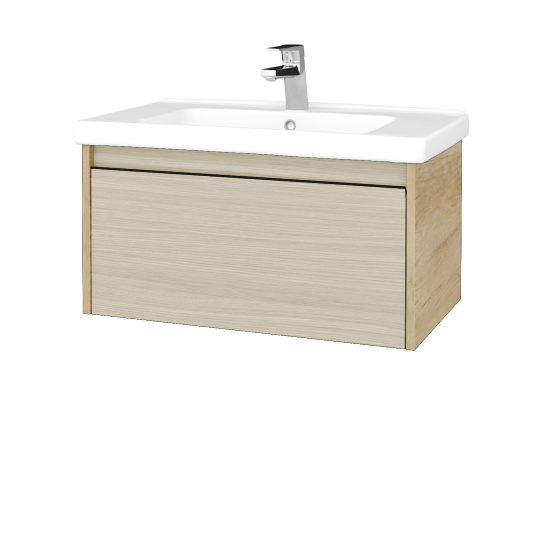 Badezimmerschrank LOGI SZZ 80 (Waschtisch Harmonia)  - D15 Eiche Nebraska - Griffes T33 - D04 Eiche