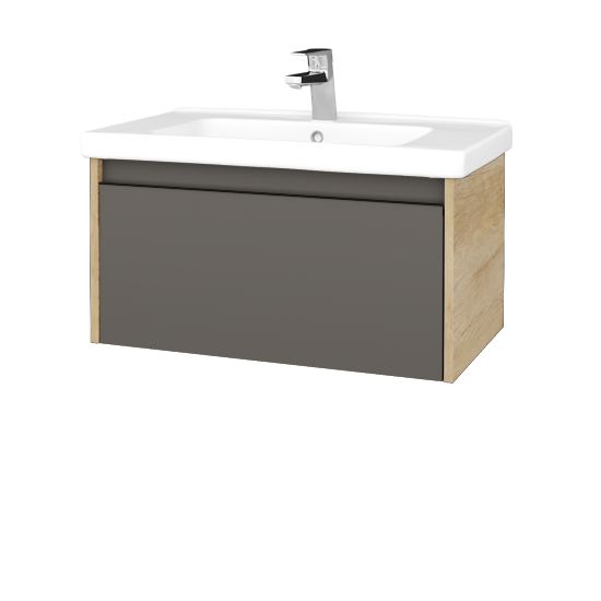 Badezimmerschrank LOGI SZZ 80 (Waschtisch Harmonia)  - D15 Eiche Nebraska - Griffes T33 - N06 Lava