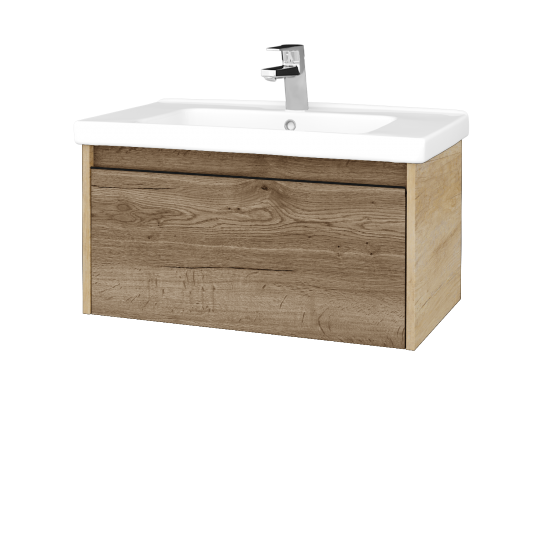 Badezimmerschrank LOGI SZZ 80 (Waschtisch Harmonia)  - D15 Eiche Nebraska - Griffes T33 - D21 Tobacco