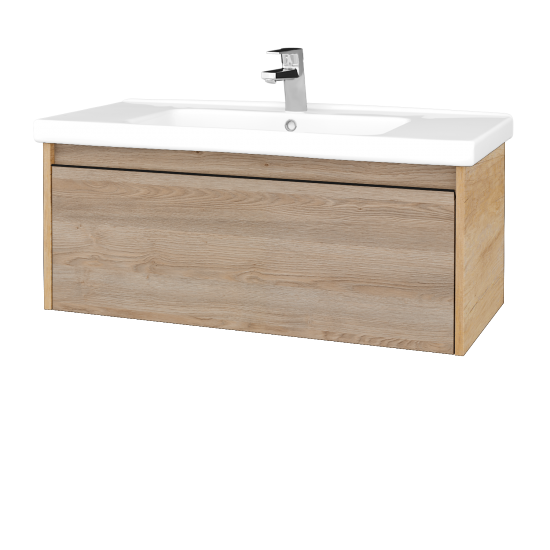 Badezimmerschrank LOGI SZZ 100 (Waschtisch Harmonia)  - D15 Eiche Nebraska - Griffes T33 - D17 Eiche Colorado