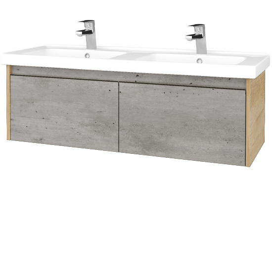 Umyvadlová skříňka BONO SZZ2 125 (dvojumyvadlo Harmonia)  - D15 Nebraska - D01 Beton
