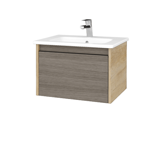 Badezimmerschrank LOGI SZZ 60 (Waschtisch Euphoria)  - D15 Eiche Nebraska - Griffes T33 - D03 Cafe