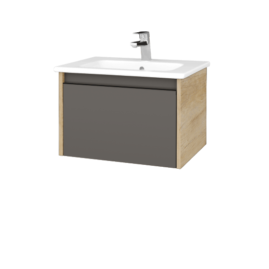 Badezimmerschrank LOGI SZZ 60 (Waschtisch Euphoria)  - D15 Eiche Nebraska - Griffes T33 - N06 Lava