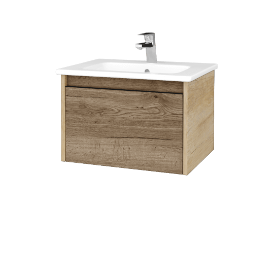 Badezimmerschrank LOGI SZZ 60 (Waschtisch Euphoria)  - D15 Eiche Nebraska - Griffes T33 - D21 Tobacco