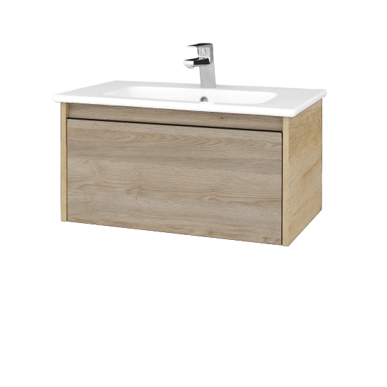 Badezimmerschrank LOGI SZZ 80 (Waschtisch Euphoria)  - D15 Eiche Nebraska - Griffes T33 - D17 Eiche Colorado