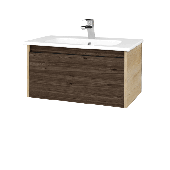 Umyvadlová skříňka BONO SZZ 80 (umyvadlo Euphoria)  - D15 Nebraska - Úchytka T33 - D25 Teak