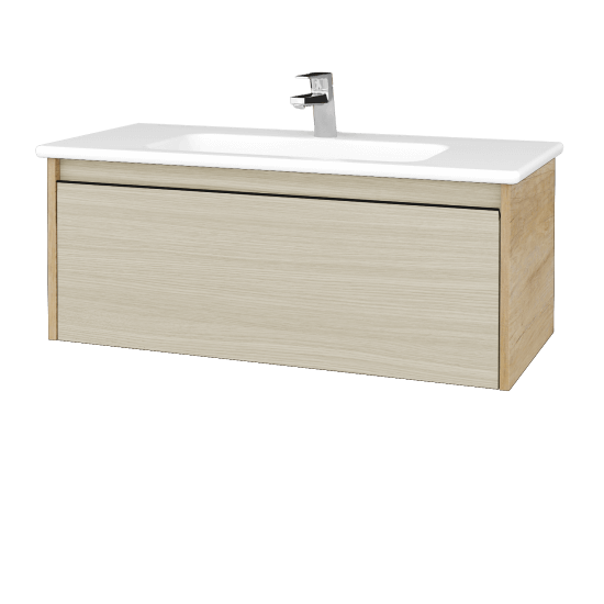 Badezimmerschrank LOGI SZZ 100 (Waschtisch Euphoria)  - D15 Eiche Nebraska - Griffes T33 - D04 Eiche