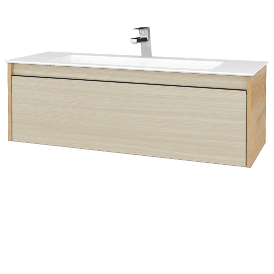 Badezimmerschrank LOGI SZZ 120 (Waschtisch Pura)  - D15 Eiche Nebraska - Griffes T33 - D04 Eiche