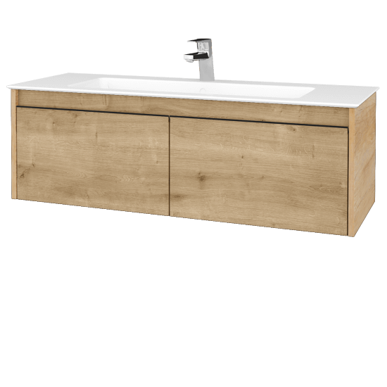 Badezimmerschrank LOGI SZZ2 120 (Waschtisch Pura)  - D15 Eiche Nebraska - Griffes T33 - D09 Arlington