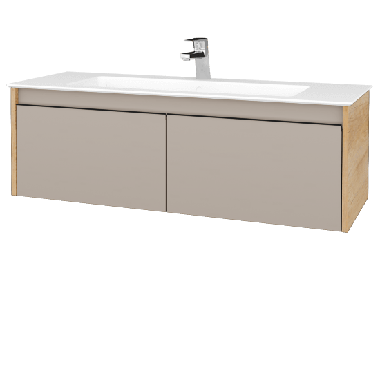 Badezimmerschrank LOGI SZZ2 120 (Waschtisch Pura)  - D15 Eiche Nebraska - Griffes T33 - N07 Stone