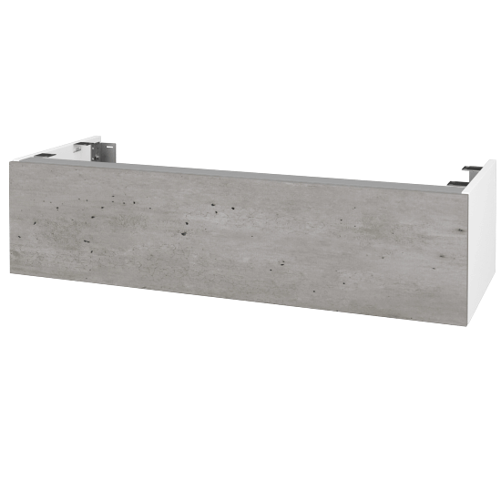 DSD SZZ1 120 Unterschrank für Waschtischplatte (Höhe 30 cm)  - N01 Weiß Hochglanz - D01 Beton - Nein