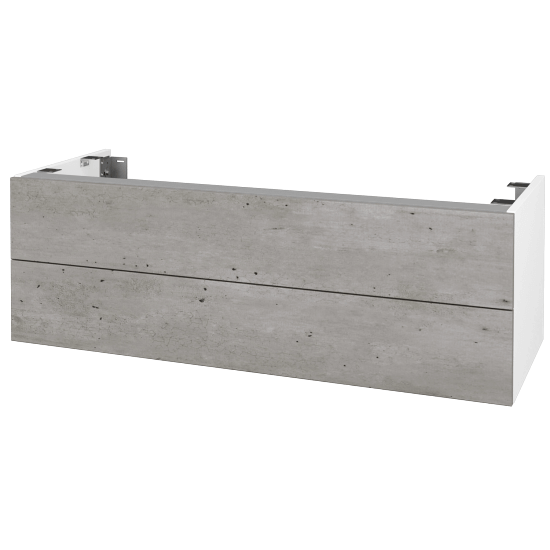 DSD SZZ2 120 Unterschrank für Waschtischplatte (Höhe 40 cm)  - N01 Weiß Hochglanz - D01 Beton - Nein