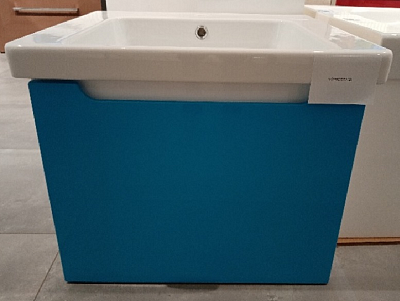 Výprodej 38 - Umyvadlová skříňka COLOR SZ 60, modrá + Umyvadlo GSI NORM 60 keramické - BÍLÉ  - 
