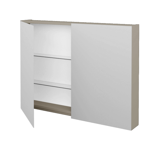 Badezimmer Spiegelschrank AMBIENTE GA2E 100  - L04 Taupe Lack Hochglanz