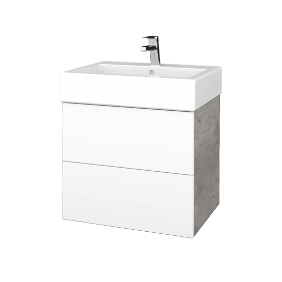 Koupelnová skříňka VARIANTE SZZ2 60 pro umyvadlo Duravit Vero - D01 Beton - L01 Bílá vysoký lesk