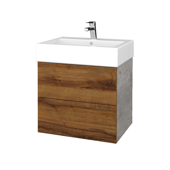 Umyvadlová skříňka VARIANTE SZZ2 60 pro umyvadlo Duravit Vero - D01 Beton - D27 Cognac