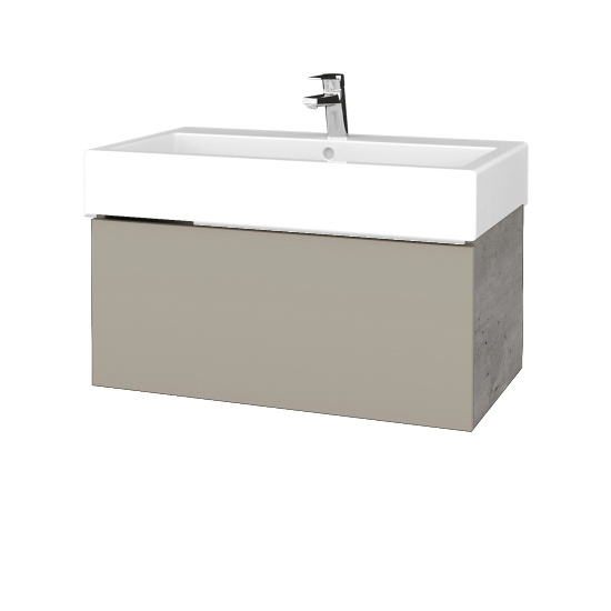 Waschtischunterschrank FLAT SZZ 80 (Waschtisch Duravit Vero)  - D01 Beton - L04 Taupe Lack Hochglanz