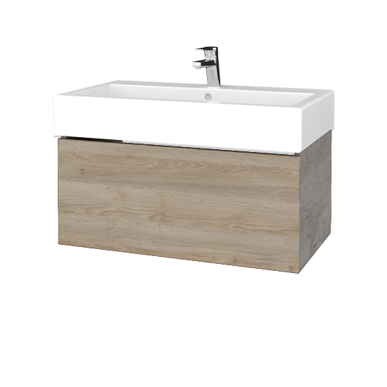 Waschtischunterschrank FLAT SZZ 80 (Waschtisch Duravit Vero)  - D01 Beton - D17 Eiche Colorado