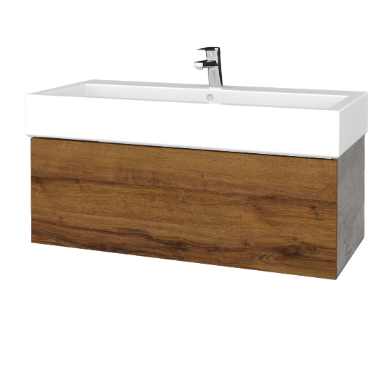 Umyvadlová skříňka VARIANTE SZZ 100 pro umyvadlo Duravit Vero - D01 Beton - D27 Cognac