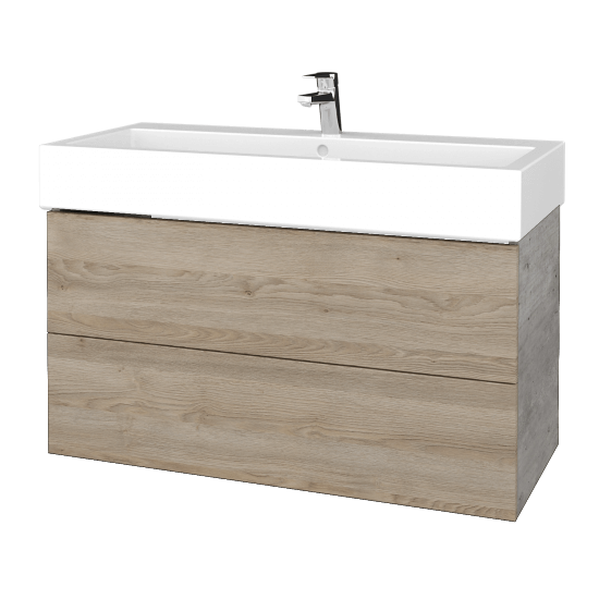 Waschtischunterschrank FLAT SZZ2 100 (Waschtisch Duravit Vero)  - D01 Beton - D17 Eiche Colorado