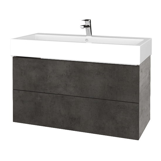 Waschtischunterschrank FLAT SZZ2 100 (Waschtisch Duravit Vero)  - D01 Beton - D16 Dark Beton